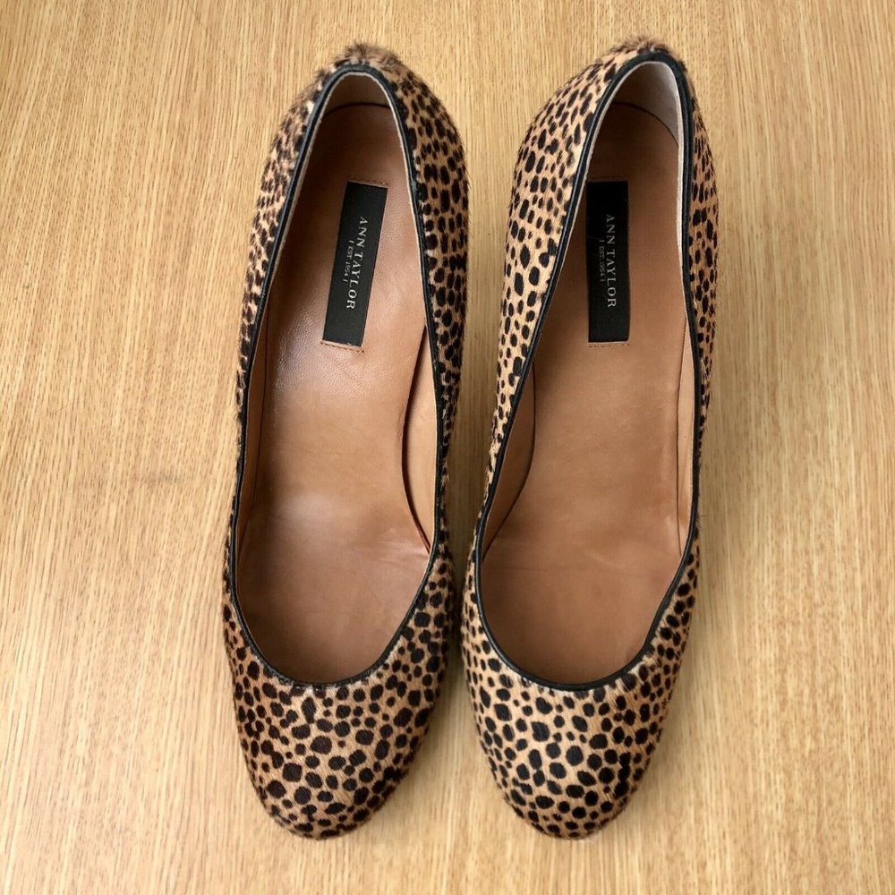 Ann Taylor Leopard Print Haircalf Perfect Pump, 8M